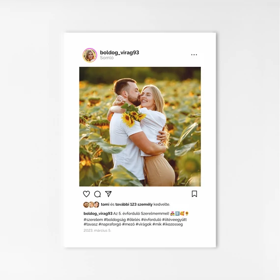 Instagram stílusú poszter színes fotóval, felirattal