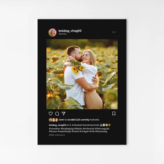 Instagram stílusú poszter színes fotóval, felirattal